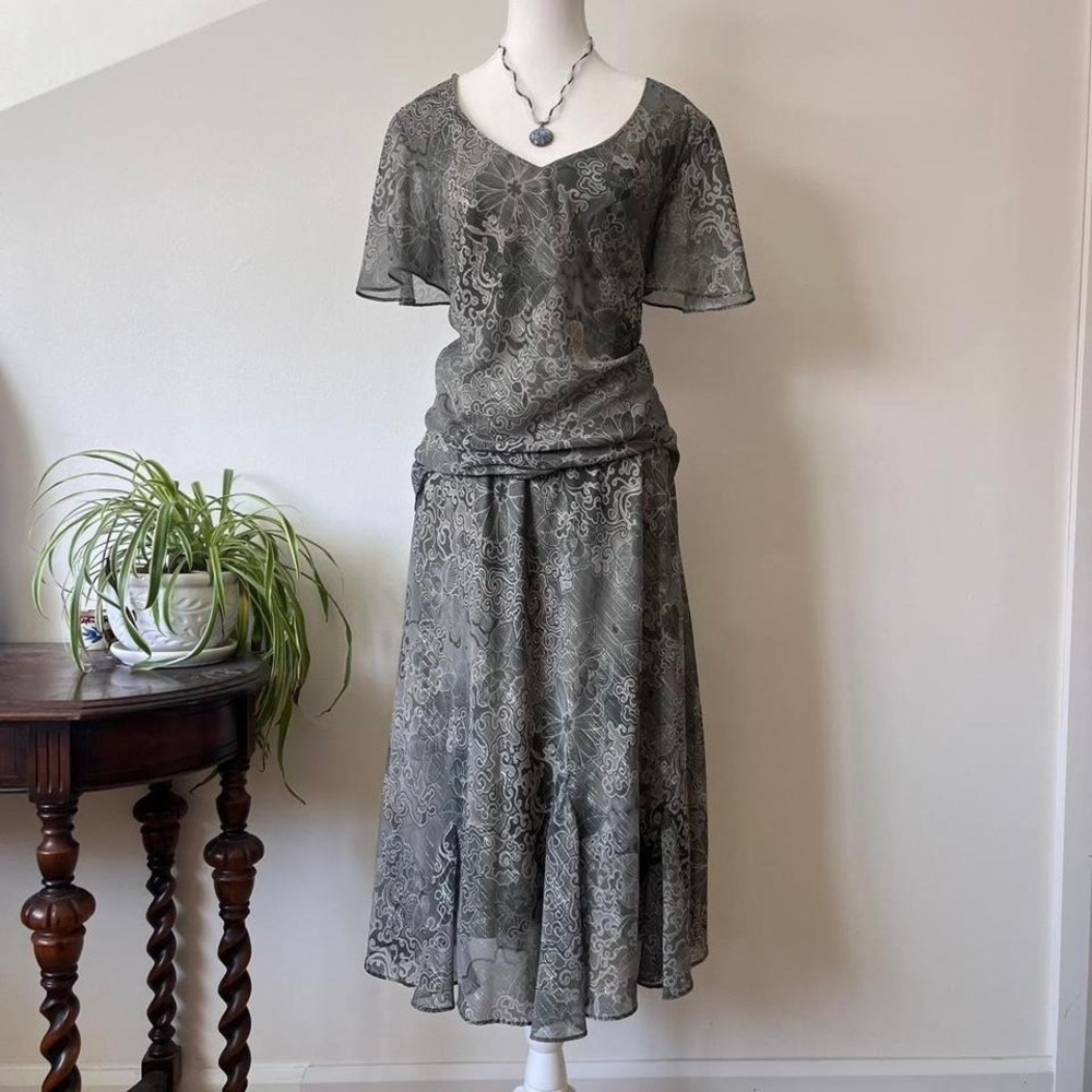 Vintage DressBarn Fairycore Matching Set Womens Sz 14W Green whimsical wedding - Picture 2 of 8